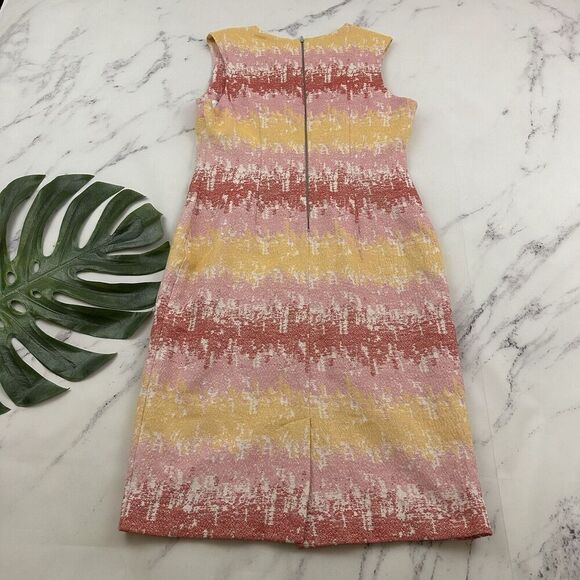 HD in Paris Anthropologie Jacquard Sheath Dress Size 10 Pink Red Texture Stripe - Picture 7 of 10